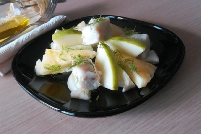 Merluzzo con finocchi, ananas e mela verde